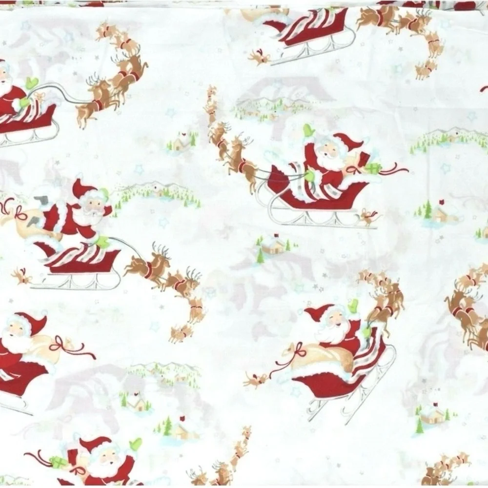 Pottery Barn Kids Santa Nursery Toddler Flannel Crib SHEET ~ Santa's Sleigh ~